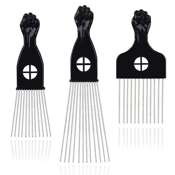 3 hårklämmor, metallklämmor för afrohår, afrohårborste, näve för hår, hårstylingborste