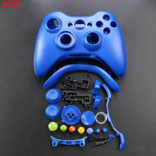 Jcd trådlös spelkontroll för Xbox 360 case Gamepad Skyddande cover komplett set med knappar Analog Stick Bumpersblue