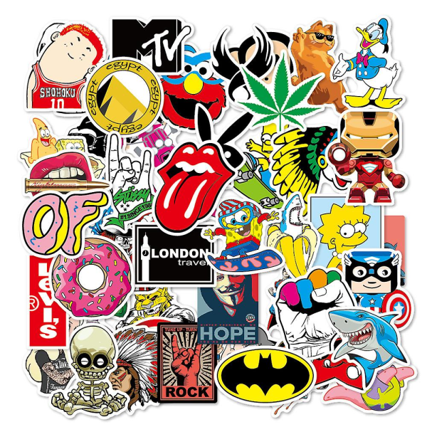 100pcs Skateboard Stickers Waterproof Vinyl Sticker for Laptop Skateboard Suitcase