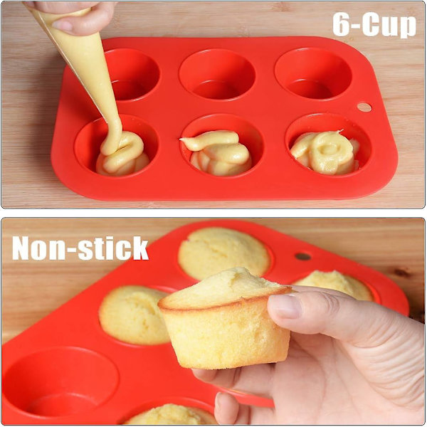 Silikon Muffinform Cupcakeformar - 6 Koppar Vanlig Storlek Silikon Bakformar 2