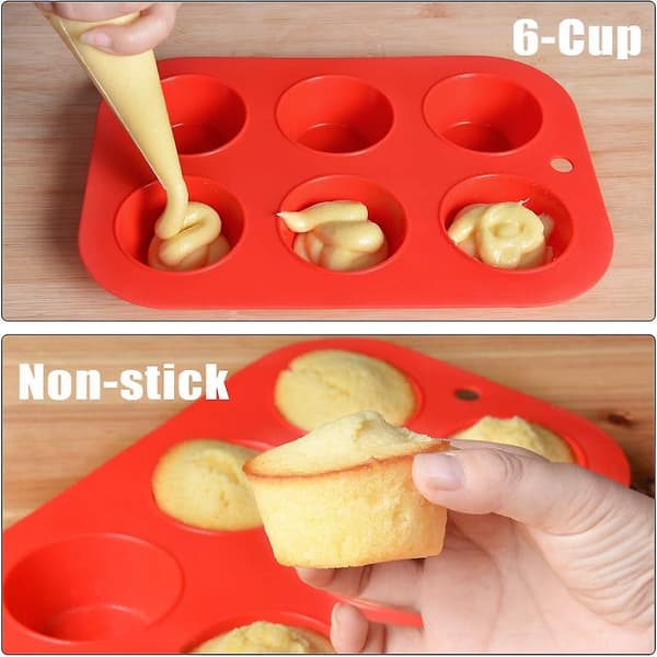 Silikone Muffinform Cupcakeforme - 6 Kopper Almindelig Størrelse Silikone Bageforme 2