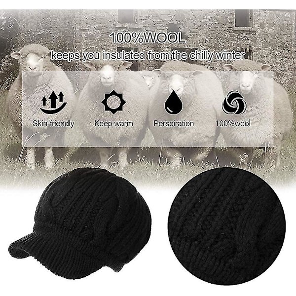 Dame 100% uld strik kasket hue nyhedsdreng kasket koldt vejr varm vinterhue