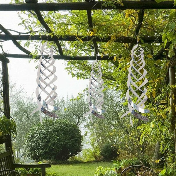 Fågelavvisande reflektorer Silver spiralreflektor Hängande avskräckande för gräsmatta Trädgårdsdekoration Jordbrukstillbehör Longziming