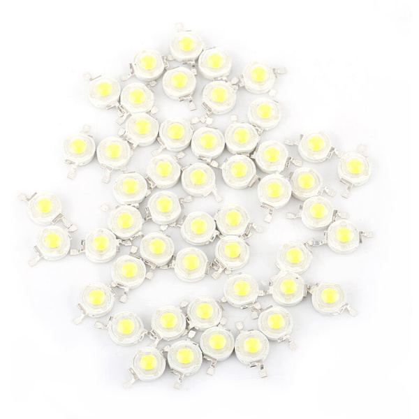 50 st SMD 1W LED-lampor Chip Hem Floodlight Spotlight Hög Effekt Kallt Vitt