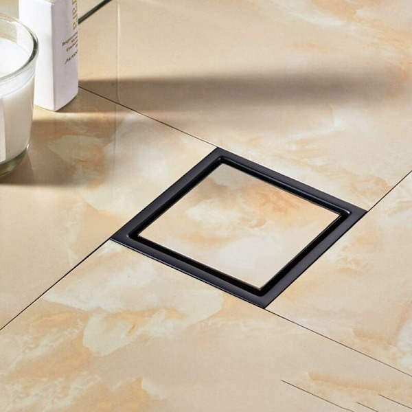 Kvadratisk duschgolvavlopp i rostfritt stål Osynlig luktfri duschsil med insats 11x11cm
