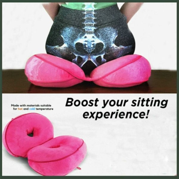 Sittdyna med dubbla komfort, upplyftande sittdyna, ortopedisk sittdyna i Memory Foam för ischias, svanskotan och höften, Lindring av ryggsmärta (röd) MODOU