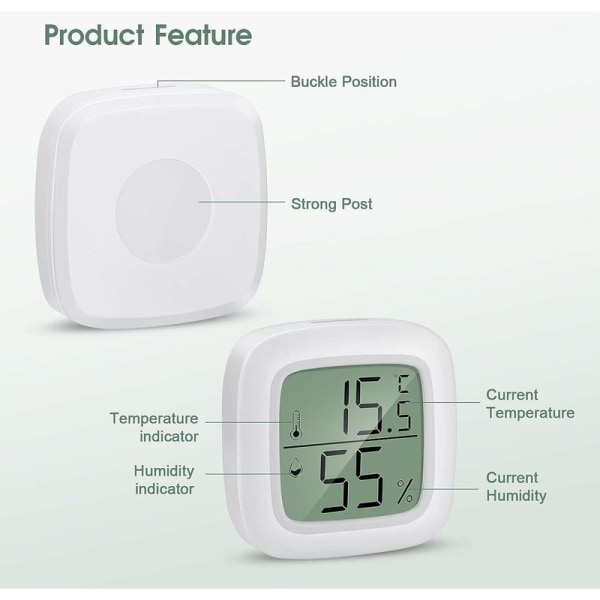 3-pack Mini LCD Digital Termometer Hygrometer för barnrum, seniorrum, studierum, vinkällare, etc.