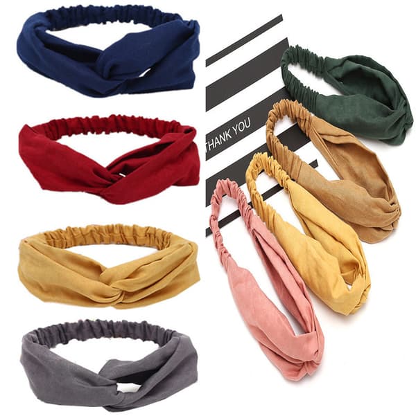 13 st hårband för kvinnor, elastiska enfärgade bandanas
