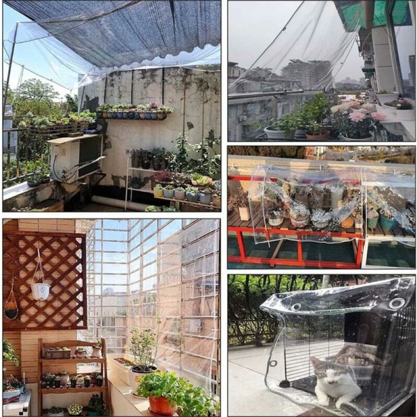 Vattentät presenning, transparent PVC presenning med öljetter, isolerad presenning för trädgård, uteplats, växter, väderbeständig transparent presenning (1x1m)