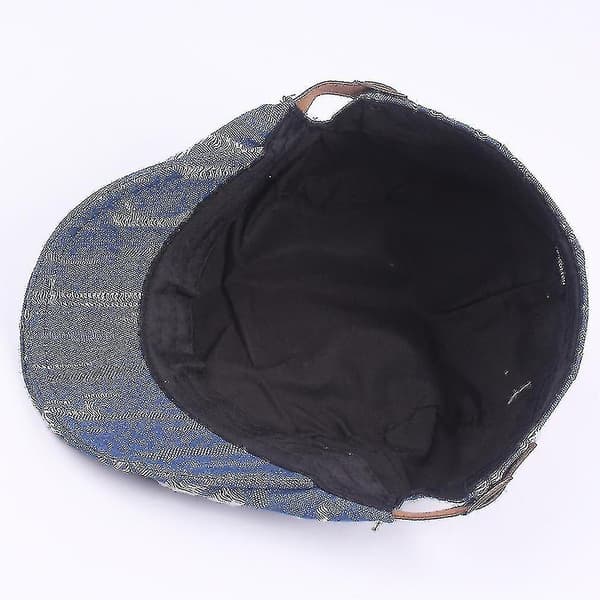 -justerbar Denim Beret Mænd Cowboy Cap Flad Hat Sol Visor