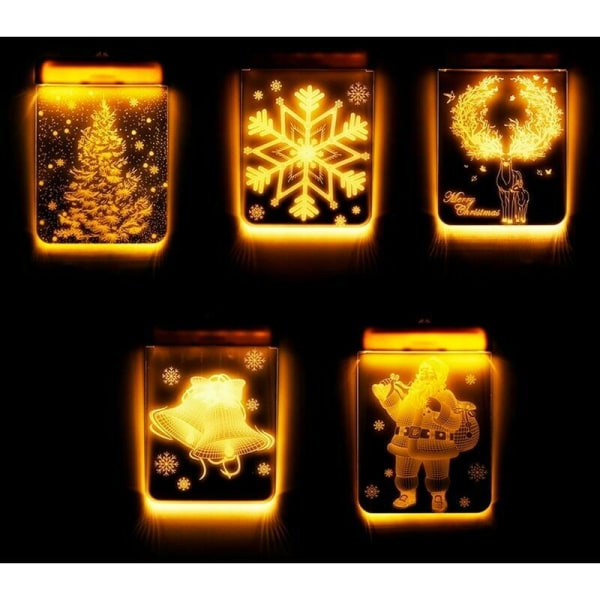 LED Sucker Light 3D Dörr och Fönster Jultomten Älgklockor Julbelysning LED Strängljus Snöflinga Nyår Ekonomiskt