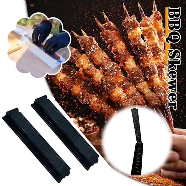2X Grillspett, Kebabmaskin, Manuell Kabobform, Svart Kebabpress, Grillverktyg för Utomhusbruk