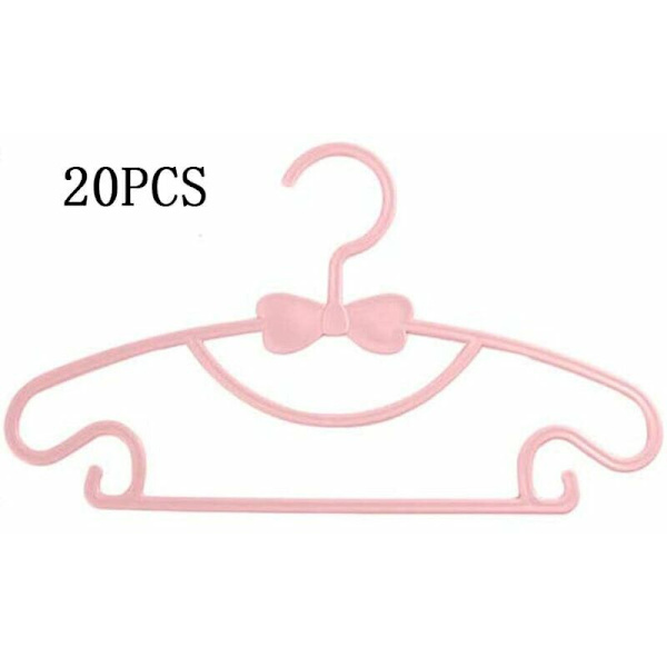 Barnkläder Hängare, Plast Barnkläder Hängare, Halkfria Babykläder Hängare, Babykläder Hängare Set för Garderob Kläder (Rosa, 20 st)