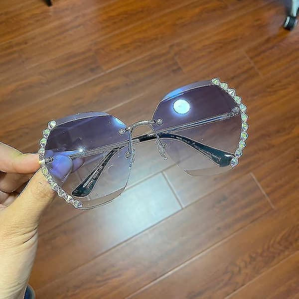 Mote Oversized Rimless Solbriller, Diamond Solbriller (Blå)