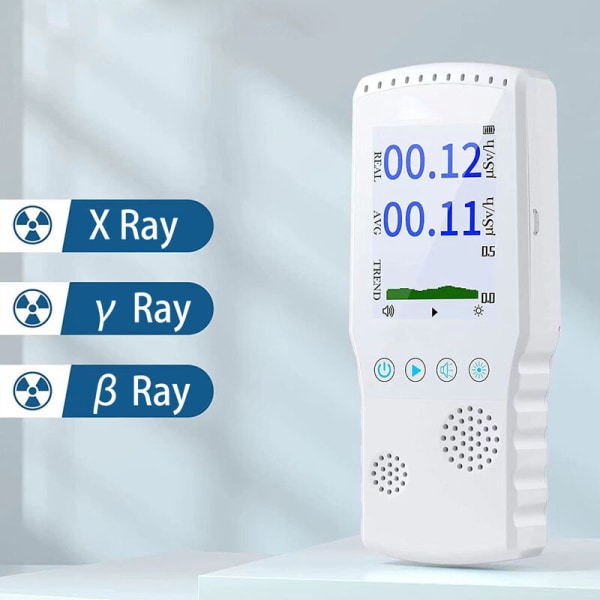 Kärnstrålningsdetektor LCD-skärm Geigermätare Hem Industriell X β & γ Strålar Testare med Alarm Vit