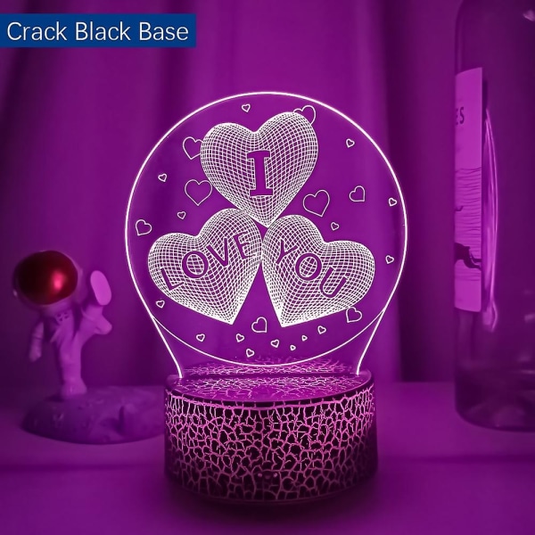 2021 3d Led Kid Nattljus Kreativt Matbord Sänglampa Romantisk I Love You Lampa Barn Heminredning GiftCrack svart Base
