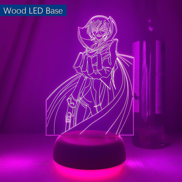 Ledljus Anime Code Geass Lelouch Lamperouge För sovrumsinredning Ljus Barn Brithday Present Manga Rumsbord 3d Lampkod GeassWood LED Base