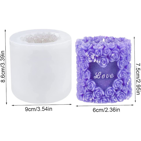 Beibei - 3D Roseblomst Støbeforme Valentinsdag Silikone Aromaterapi Lysestøbning Til Fondant Chokolade