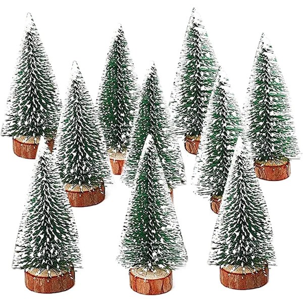 10 st 25 cm Mini Julgran Artificiell Miniatyr Gran Grön Mini Julgran Små Jul Dekoration Figurer