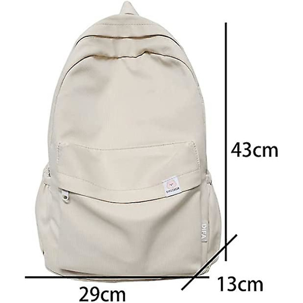 Nylon Ryggsekk for Kvinner Ensfarget Skolesekker for Tenåringsjenter Skole