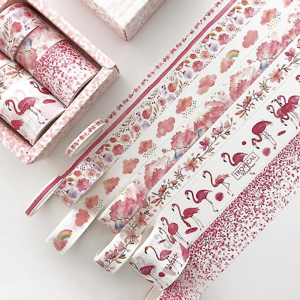 Söt skrivmaterial DIY Washi-tejp | Washi-tejp DIY skolmaterial - 8 st/set söt färg - (grön färg)