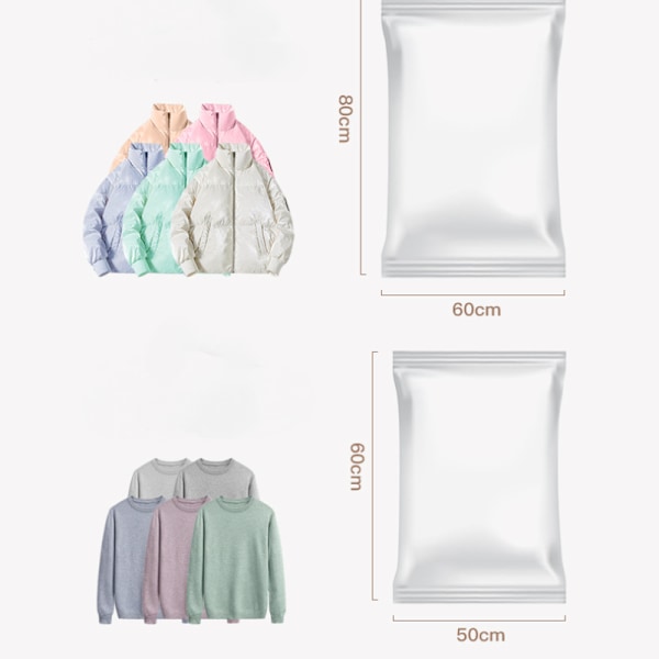 5-pack hållbara vakuumförvaringspåsar för täcken och kläder 60*80cm