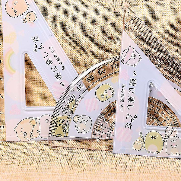 Kontorsmaterial linjal | Cartoon linjal skola | Kawaii brevpapper linjal - 4 st/set -