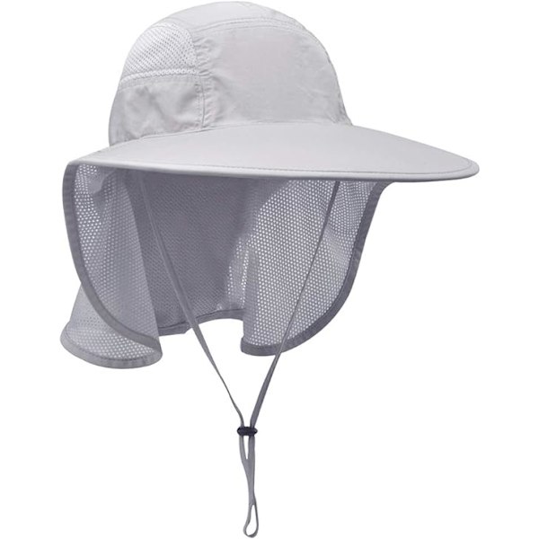 Unisex UV-skyddande solhatt med nackskydd (ljusgrå)