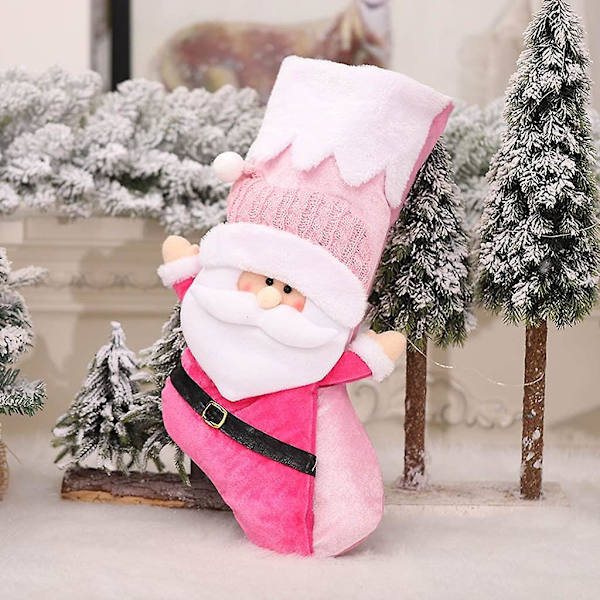 Julstrumpor, Jultomtedesign och snögubbar, skorstensstrumpor, presentpåsar kompatibla med juldekoration öppen spis granpåsar