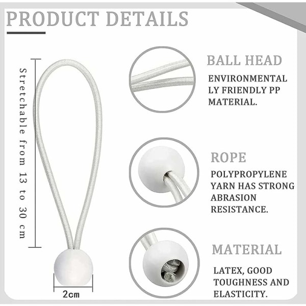 75-pack Bungee-snöre med Bungee-kulor Bungee Bungee-kulor för partytält, tält, banderoll och presenning