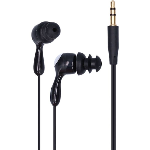 Vattentäta in-ear-hörlurar, benledningshörlurar med utbytbara öronproppar för simning, löpning, surfing (svart)