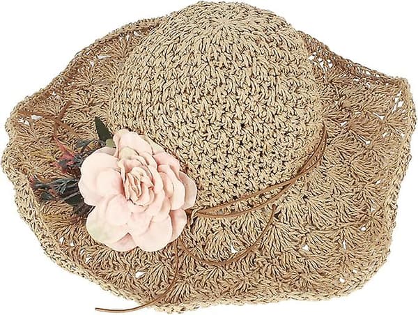 Bredbrem Foldbar Solhatt Blomster Halmhatt Strandferie