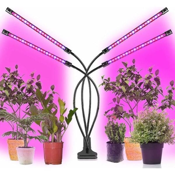 Växtlampa, 40W växtlampa Per Piante 156 LED 360° växtlampa Hortikulturell belysning 4 huvuden växtlampa Full Spectrum växtlampa med automatisk på/av