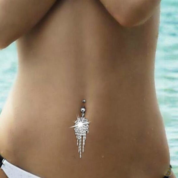 Tofs Hänge Cubic Zirconia Navel Ring Kvinnor Kroppssmycken
