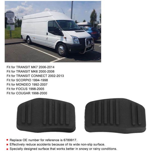 Halkskyddad bilbroms- och kopplingspedalöverdrag passar Ford Transit MK7 2006-2014 6789917