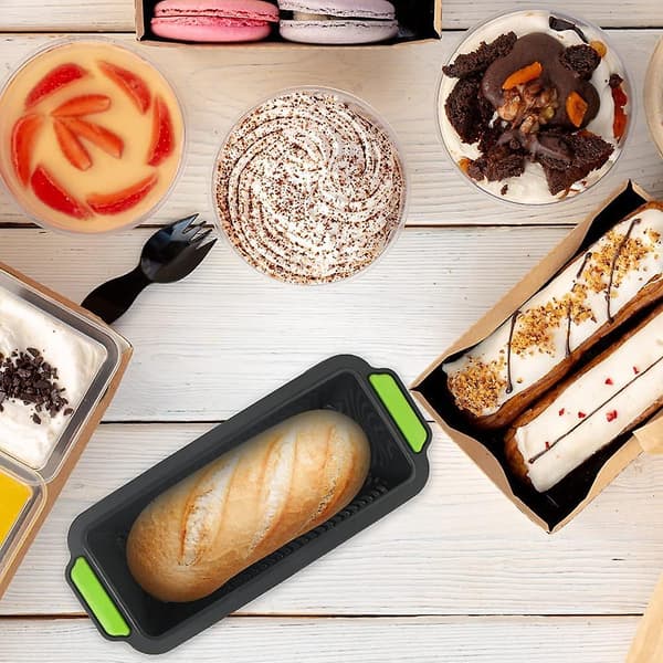 Silikon bakeform, bakeformsett, brød silikon bakeform rektangulær, brødformer for baking, 29,2 x 12,8 x 6,2 cm, grønn