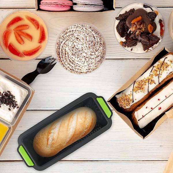 Silikonbageform, Bageformsæt, Brød Silikonbageform Rektangulær, Brødforme Til Bagning, 29,2 X 12,8 X 6,2 Cm, Grøn