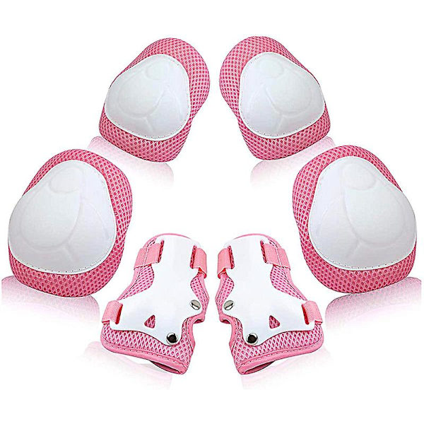 2023 - 6-delad barns knä- och armbågsskydd Barns scooter skyddande överdrag (rosa)