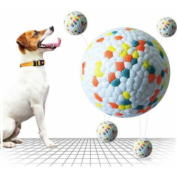 Hundboll, hundboll i gummi, fjädrande hundboll, tuggleksak i hårdgummi, tandborste, lek, träning (1 gul prick)
