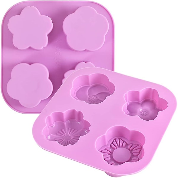 Flower Shape Silicone Molds, 2 Packs 4 Cavity Nonstick Food Grade Silicone Molds