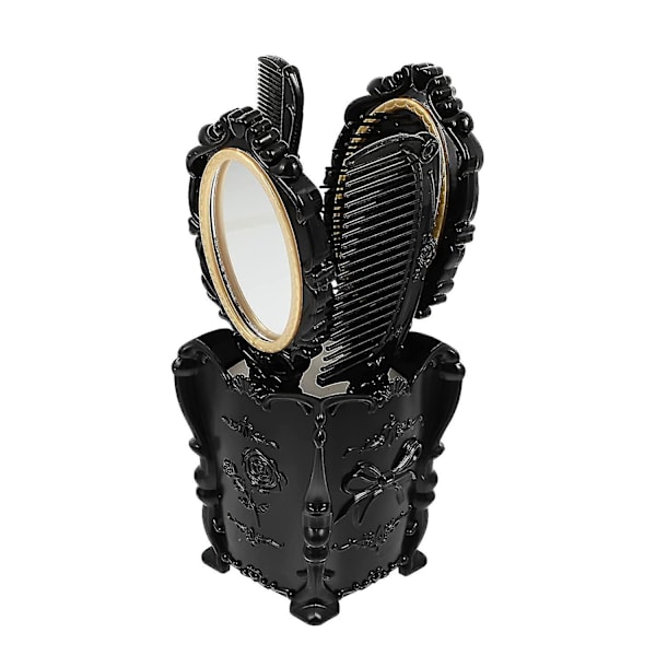 Vintage kädessä pidettävä peilikampasetti, 5 kpl Vanity Makeup Mirror Hair Brushes Comb Set Detangling Hair Brush Rat Tail Comb With Comb Holder