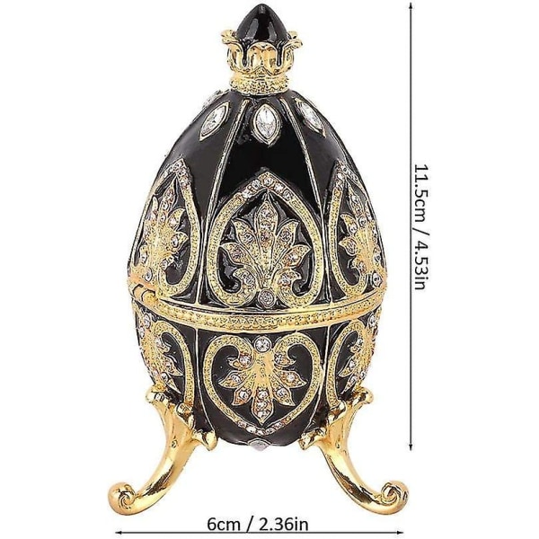 Håndmalt emaljert Faberge Egg Royal Style Diamante Egg Smykkeskrin For Halskjede Armbånd Trinket Hjem Skrivebord Dekor Gaver（Rød）