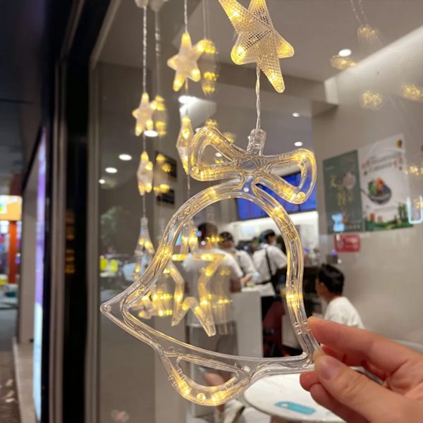 LED 3D Jultomte Fönsterljus Jul Fönsterdekoration Sugkopp Julbelysning, Hängande Fe-ljus (Klocka)
