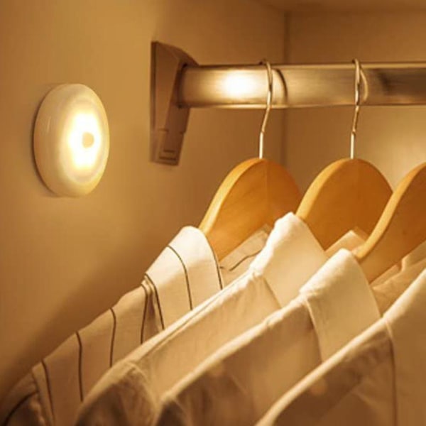 Rund Smart LED Natlampe Skab Seng Soveværelse Garderobe Skab Belysning Magnetisk Induktion Lampe uden Batteri