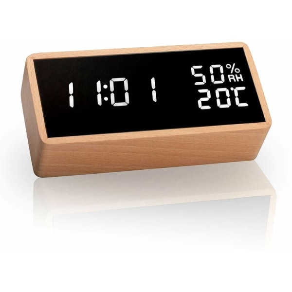 Led väckarklocka Digital väckarklocka, bordsklocka med röststyrning, datum, temperatur och luftfuktighet, för hem, sovrum, barnrum och kontor
