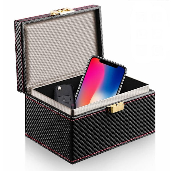 Nyckellös bilnyckel säkerhetsbox, Faraday bur nyckellös Go kontaktlös nyckelskydd PU stöldskyddsbox blockerar nyckelbrickaens RFID- och NFC-signal