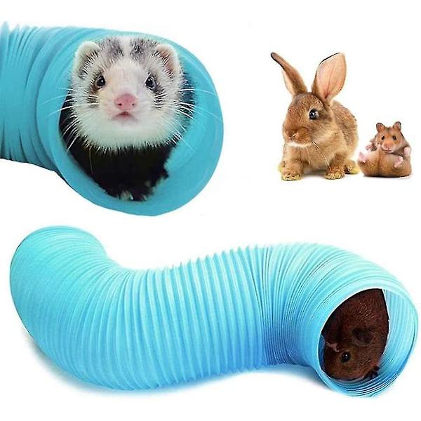 Hållbar teleskopisk rör hamster rör gömma rör iller hamster leksaker träningsrör (blå)
