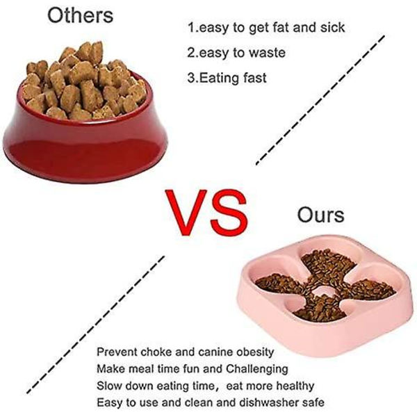 Halkskyddad labyrintformad djurskål, Anti Glutton-skål för hundkatt, Anti Bloat Slow Feeding Bowl, rosa
