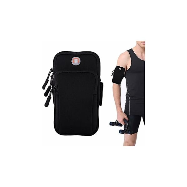 Löpararmband dragkedja sportarmband väska arm svettsäker löpararm väska löpning fitness cykling vandring utomhus sportarmband svart