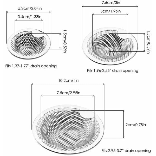 2-pack diskhossil, kök rostfritt stål anti-täppa nät diskhossil korg, 3\".